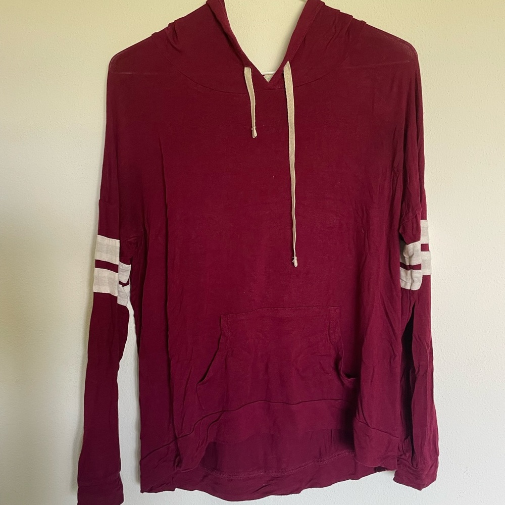 Pink Republic Burgundy Hoodie with White Stripes